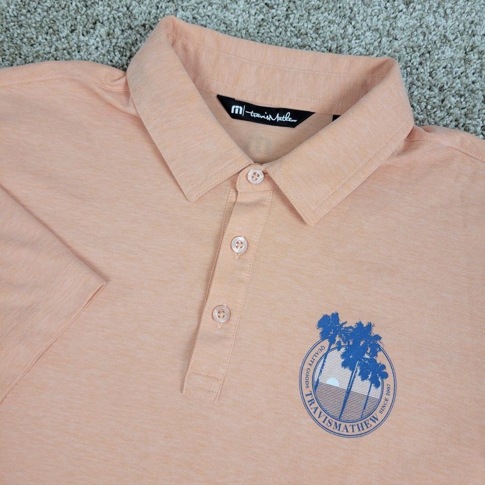 Travis Mathew Mens Large Solid Orange Performance Stretch Golf Polo SS